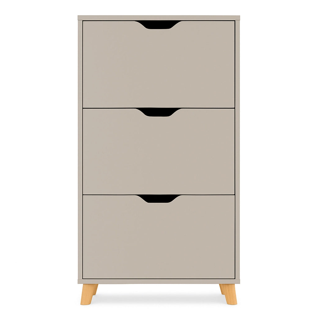Plana - Scarpiera Salvaspazio 3 Ante 55x116x25 cm 18 Paia in Legno Tortora