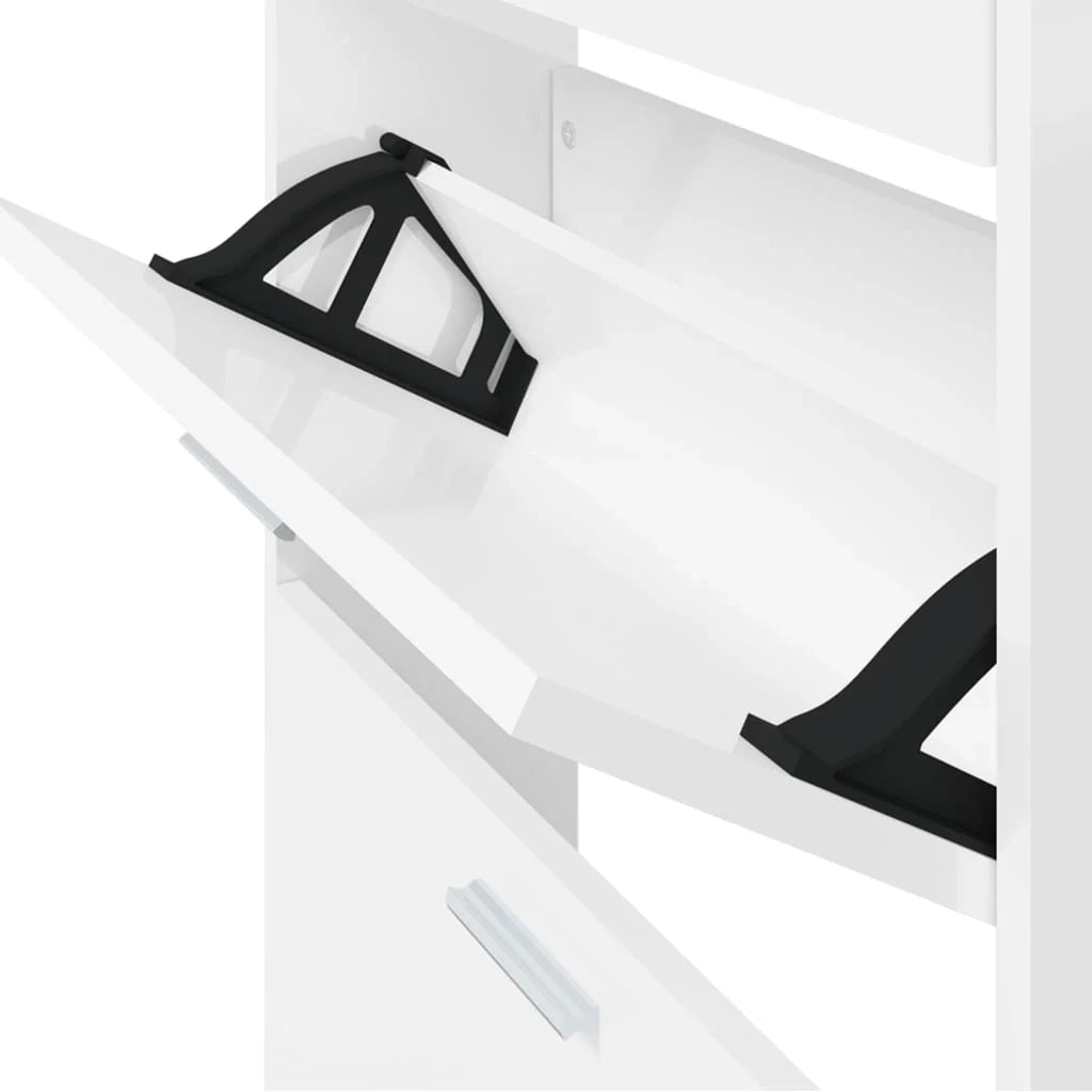 Scarpiera mobile contenitore per scarpe mobile per ingresso/corridoio/soggiorno finitura lucida 59 x 17 x 169 cm legno ingegnerizzato bianco 02_0021307