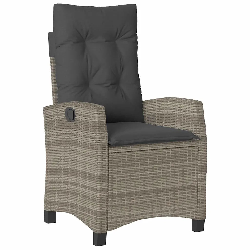 Set da Pranzo per Giardino con cuscino 5 pcs Grigio polyrattan