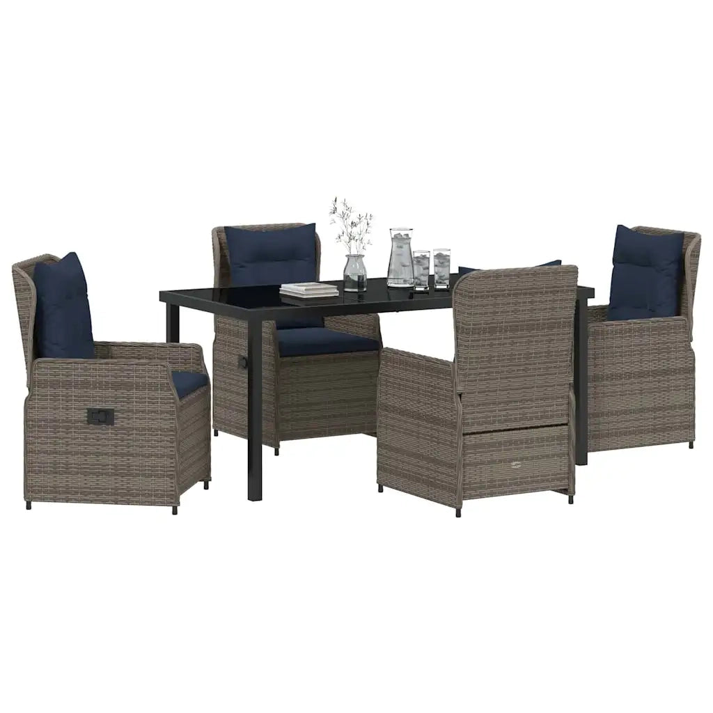Set da Pranzo per Giardino 5 pcs Grigio Poly Rattan