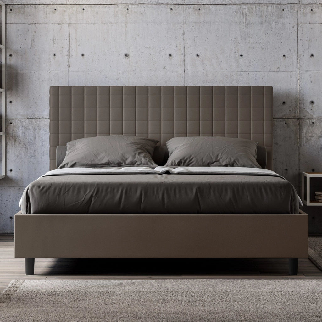 Letto Matrimoniale Francese 140x210 cm con Rete Sunny Cappuccino
