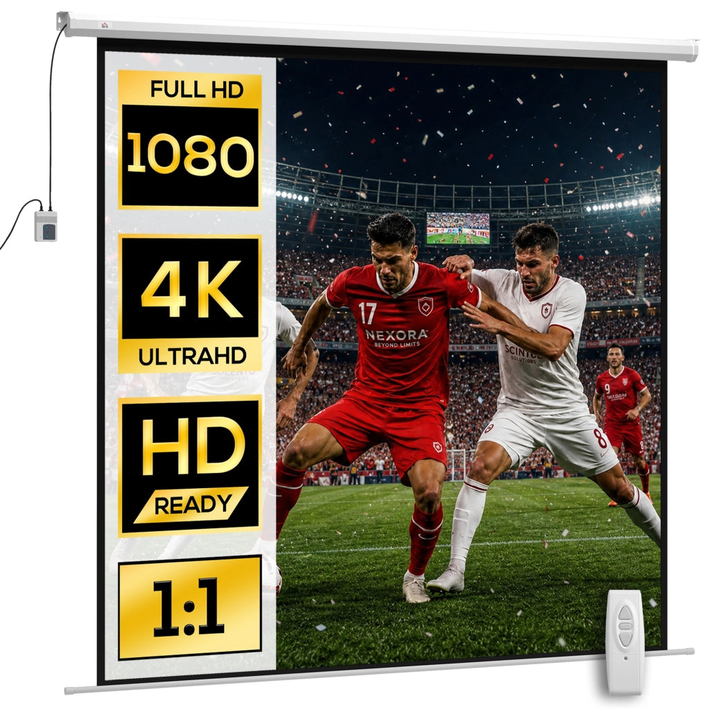 Telo per Proiettore Motorizzato 120'' ¨C Xylo ¨C con Telecomando, 236.5x236.5 cm, Bianco