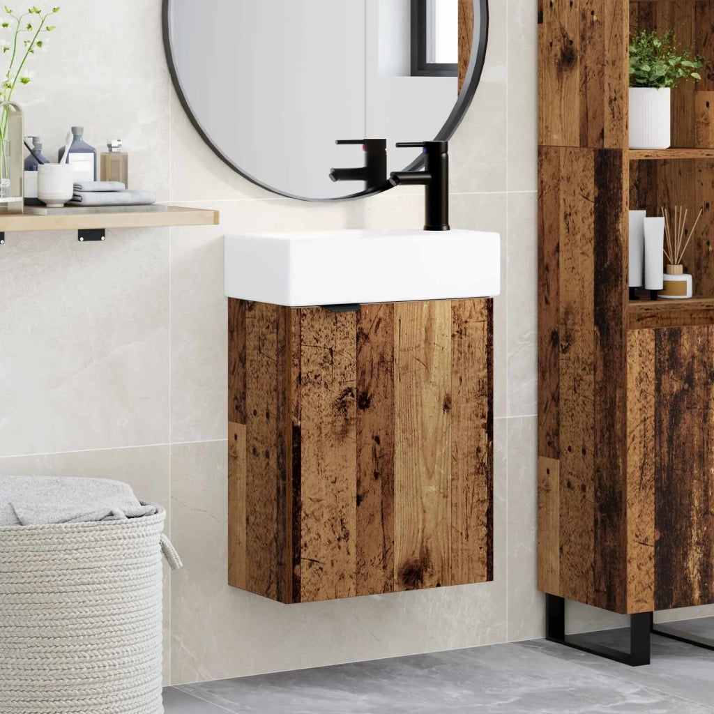 Mobile bagno con rubinetto Legno antico 45,5 x 22,5 x 84 cm 889439