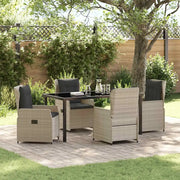 Set da Pranzo per Giardino 5 pcs Grigio chiaro polyrattan