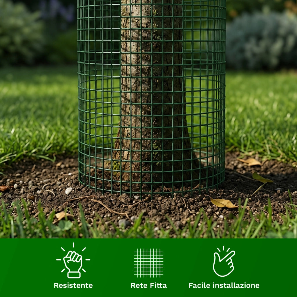 Rete Metallica Verde Rivestita in PVC Maglia Quadrata 12x12 mm per Recinzioni Giardino Orto Pollai Protezione Alberi Rete Elettrosaldata Rigida Varie Misure  1x10Metri