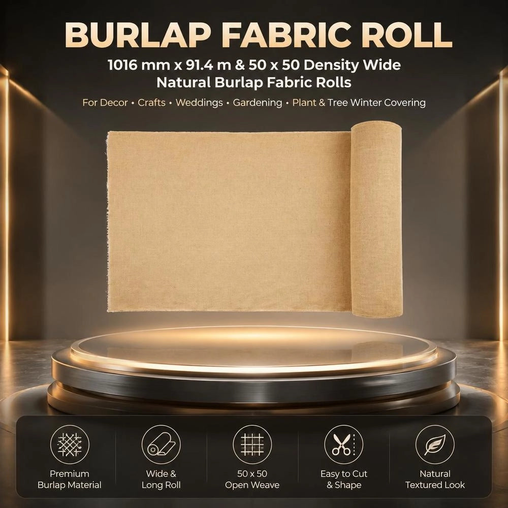 Jute Fabric, Burlap Fabric Roll, 50x50 High-density Wide Natural Burlap Fabric Rolls, 1016mm X 91.4m, For Decoration, Crafts, Weddings, Gardening, Plant And Tree Winter Cover