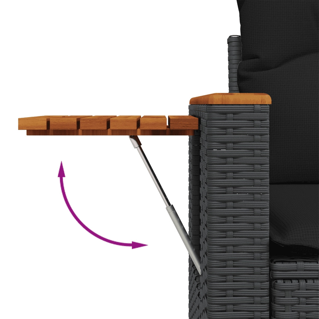 Set Divani da Giardino 4 pz con Cuscini Nero in Polyrattan 3265486