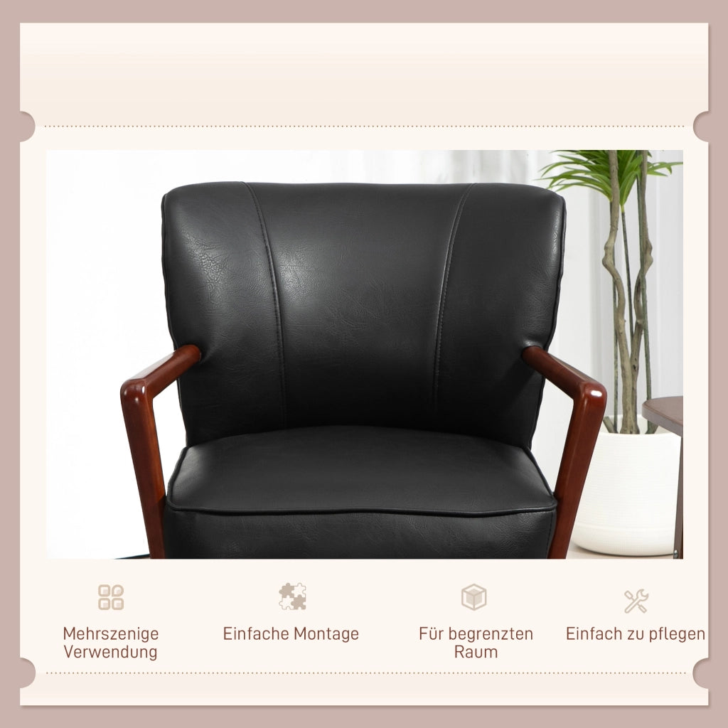 Poltrona ¨C Zephmum ¨C Pelle, Legno, 67x77x80 cm, Nero