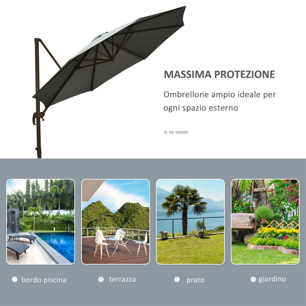 Ombrellone da Giardino ¨C Minimal ¨C Grigio, ?2.95x2.5 m