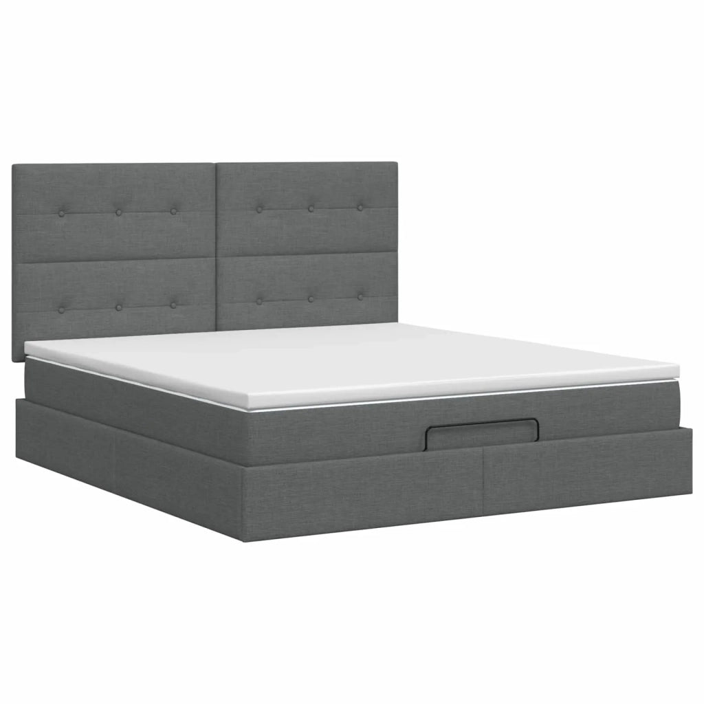 Letto ottomano con materasso Grigio Scuro 140 x 200 cm Tessuto 3457495