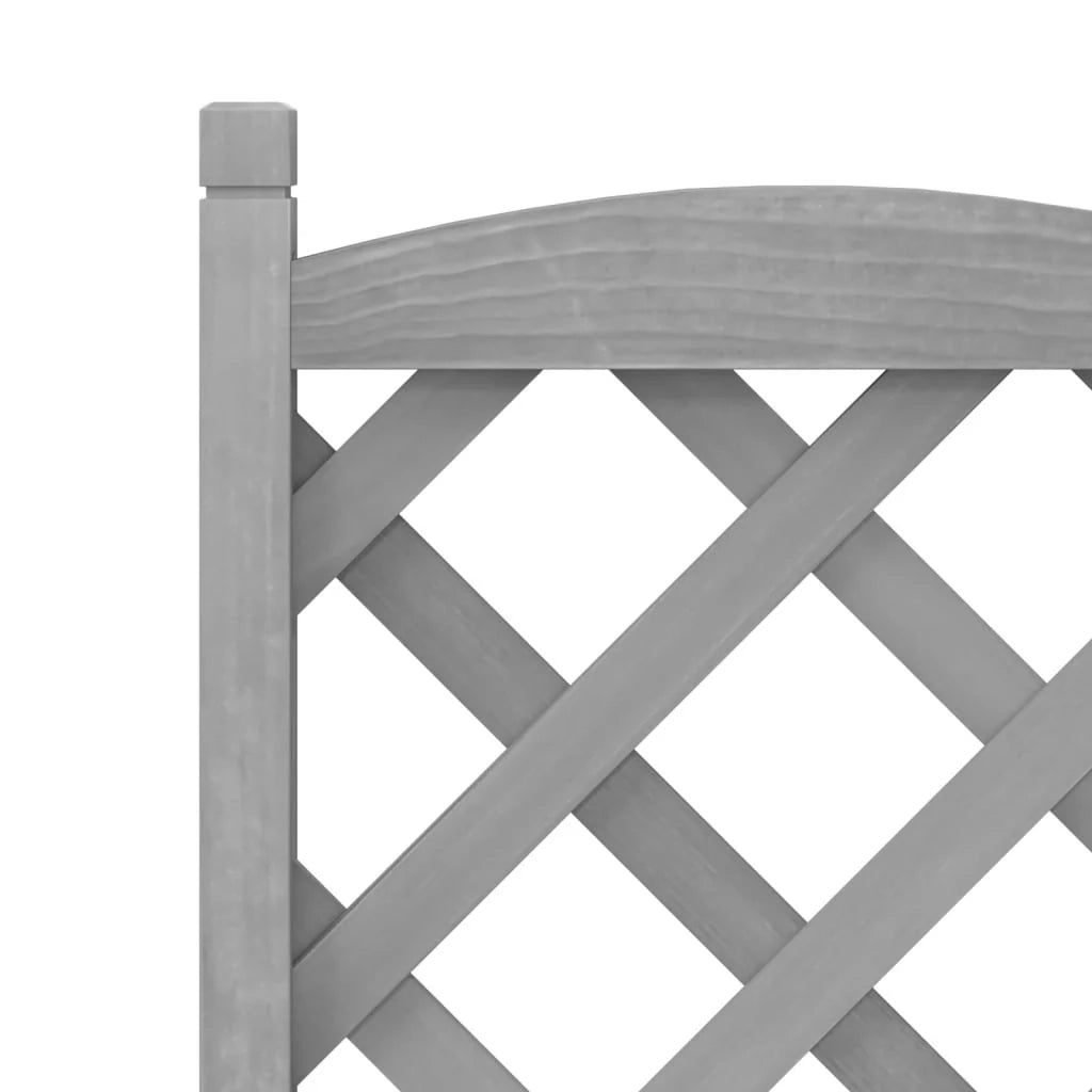 Portafioriera aiuola rialzata piante fiori terrazza giardino con traliccio e ruote legno massello di abete grigio 02_0038367
