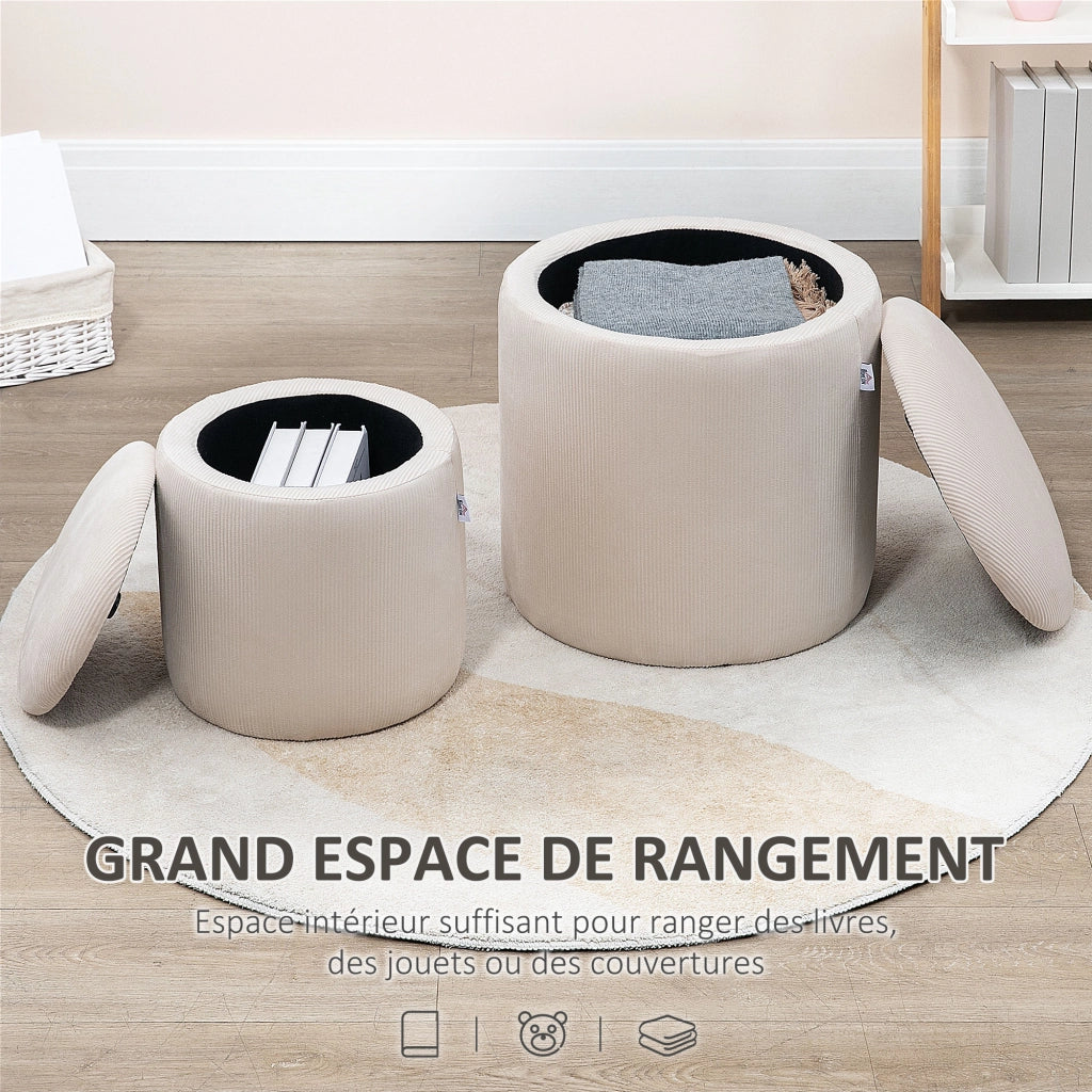 Pouf ¨C Zephmum ¨C Tessuto velluto crema ?40 cm e ?30 cm