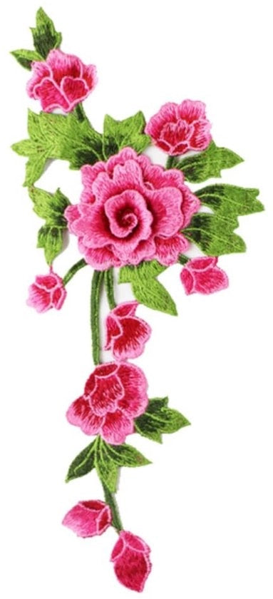 Punti applicabili a mano con fiore di pesco - 4 pezzi - accessori per fai da te - abbigliamento personalizzato - per jeans/t-shirt/giubbotto - materiale poliestere - patch di stoffa
