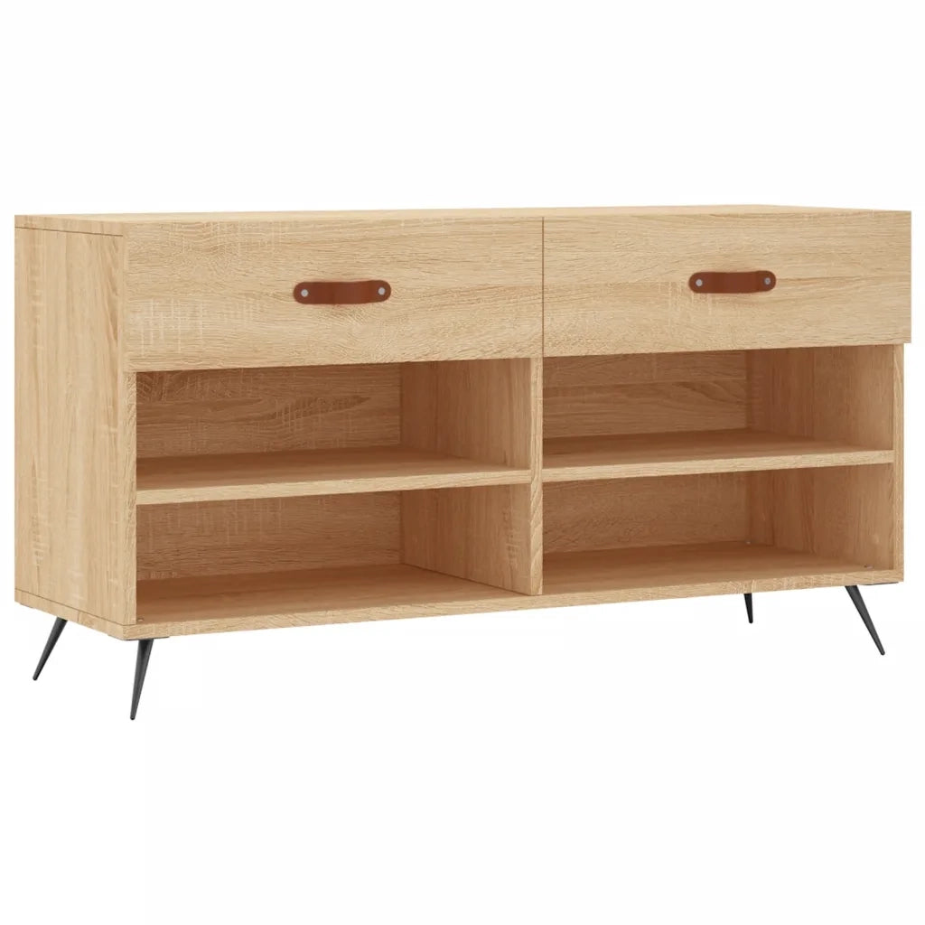Panca Porta Scarpe-Sgabello-Panca Scarpiera Rovere Sonoma 102x35x55 cm Legno Multistrato 383673
