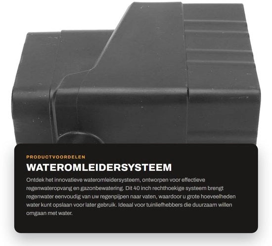 Sistema di raccolta dell'acqua di pioggia universale 40 pollici - Riscuotibile - Progettato per un uso universale - Facile da installare - Adatto per l'irrigazione del prato - Inclusa la guida di installazione - Sistema di scarico dell'acqua di pioggia