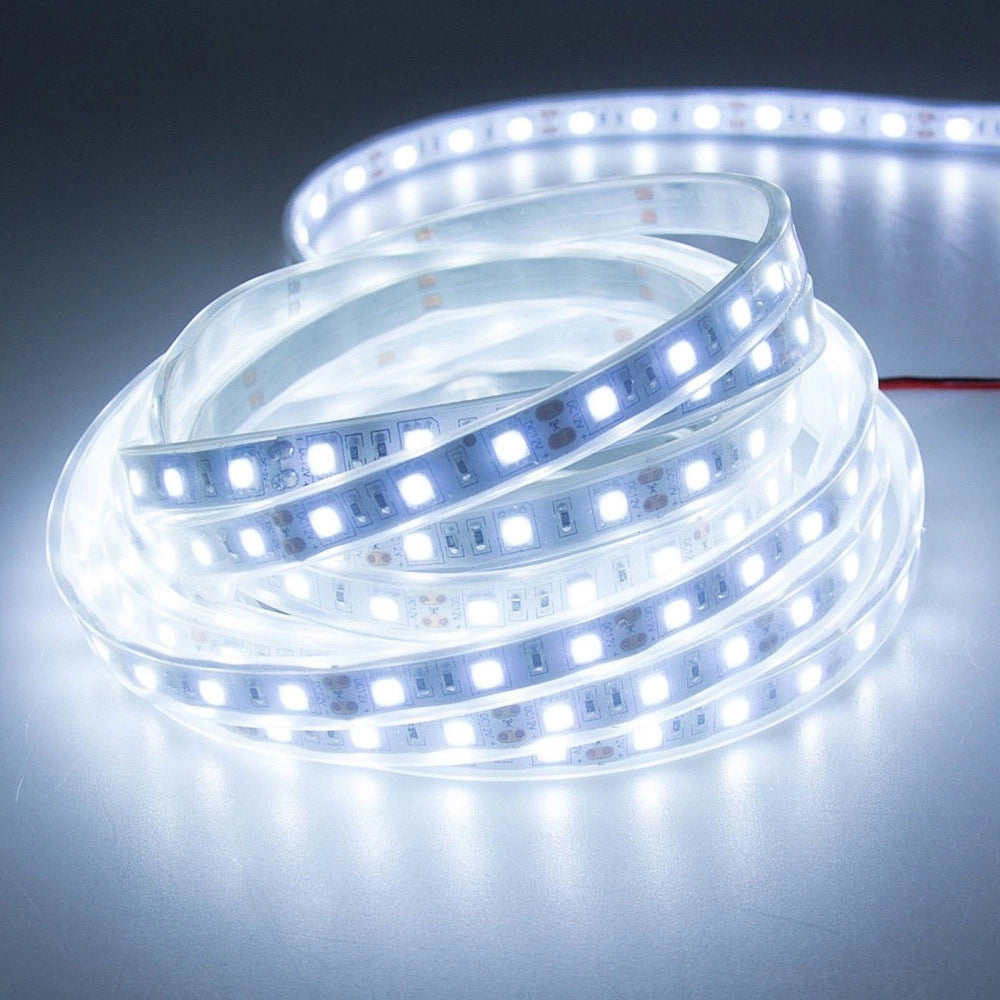 Trade Shop - Bobina Striscia Strip Led 5050 Flessibile 5m Adesiva Luce Interno Esterno Ip65 - -bianco Freddo      -