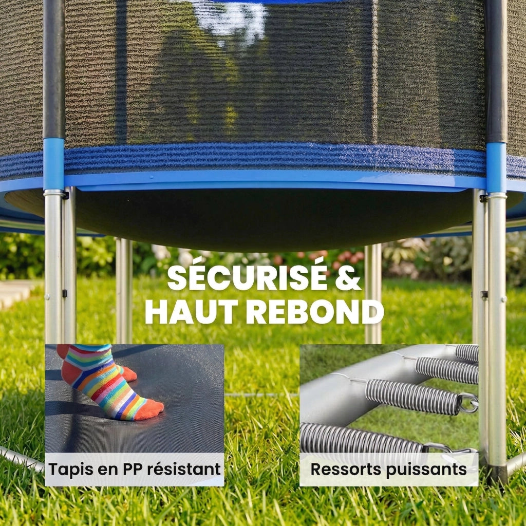 Tappeto Elastico da Giardino ?183cm ¨C Xylo ¨C 6 Pali 36 Molle Carico 80kg Blu
