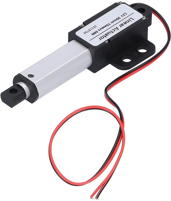 Attuatore Lineare 12V 30 mm - Silenzioso - Protezione Controtensione - Flessibile - Boccola T - Tubo in Alluminio - Interruttore Integrato - Attuatore Elettrico