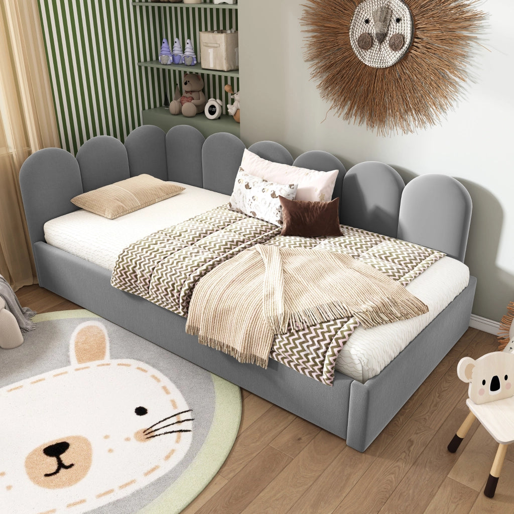 Daybed singolo – 90x200 cm – estraibile rete – velluto grigio