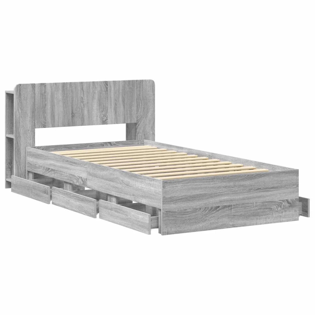 Struttura del letto con stoccaggio e testata Sonoma grigio 3433921