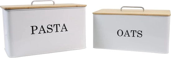 Contenitori di conservazione per pasta e avena con coperchio, ermetici, bus per spaghetti, contenitori per pastasciutta, contenitori di metallo per avena, contenitori da cucina, set da 2, contenitori di conservazione per pasta, avena, riso