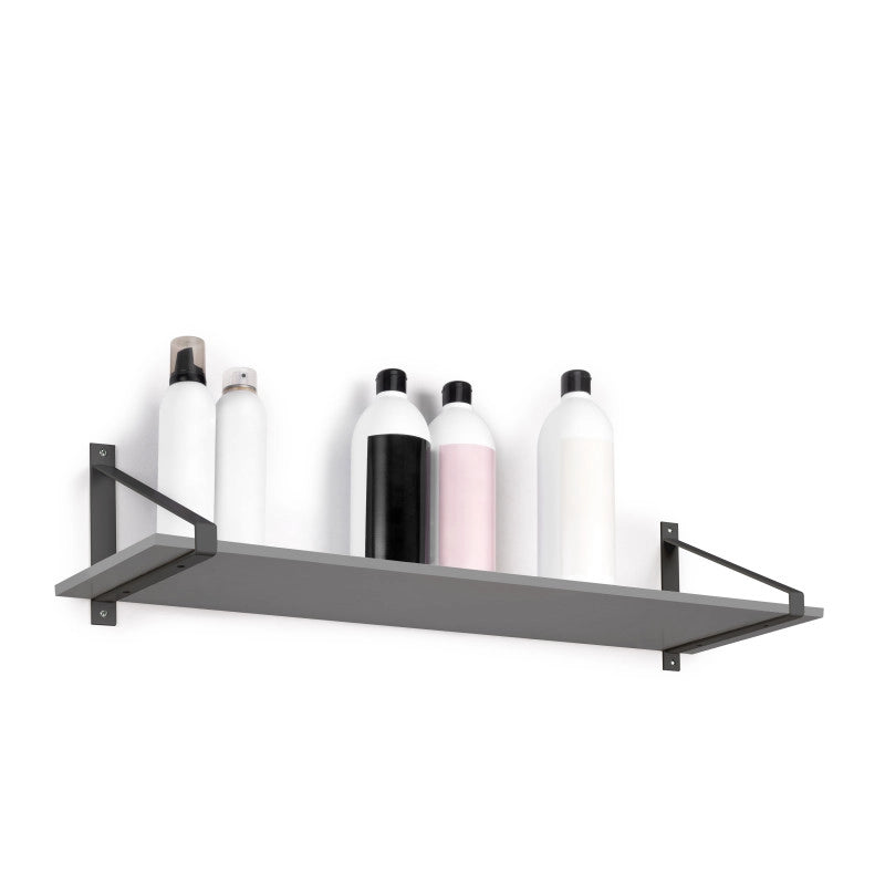 Set di supporti per mensole in legno Shelf con gancio integrato, Acciaio, Verniciato bianco