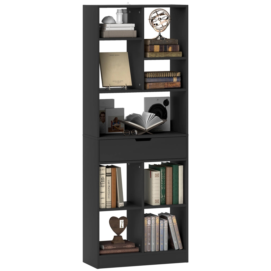 Libreria con cassetto e ripiani aperti ¨C Xylo ¨C Nero 60x26x158 cm