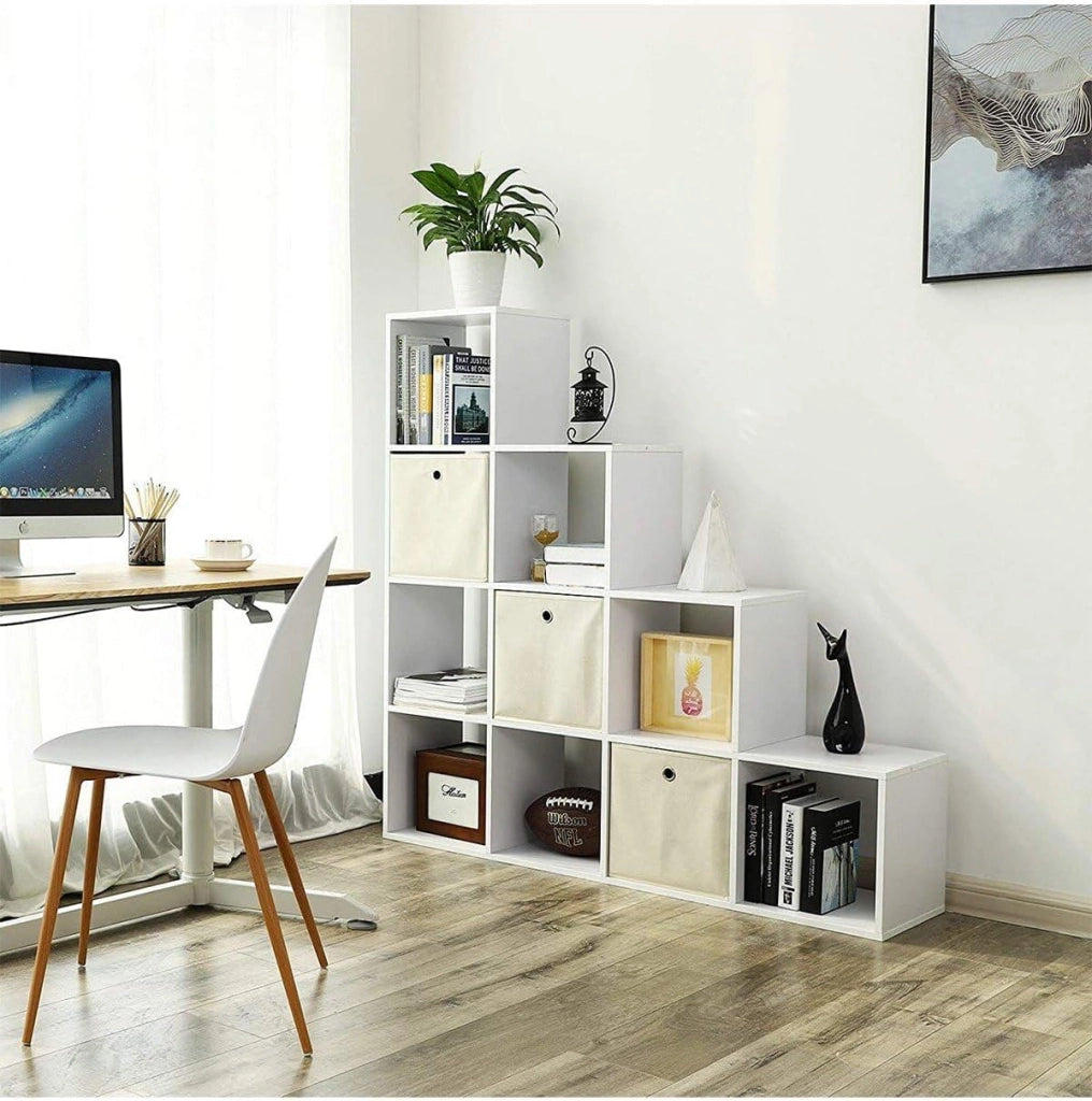 Libreria moderna con ripiani a gradini Valora White