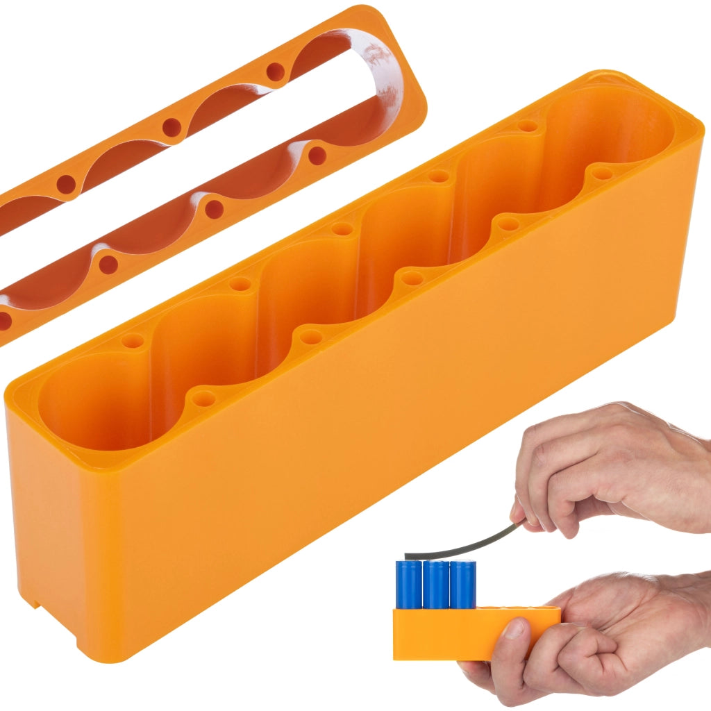 Forma di Saldatura per Batterie a 6 Celle – Struttura Stabile, Spazio per Nastro Nichelato | Dimensioni: 11x2x3,5 cm