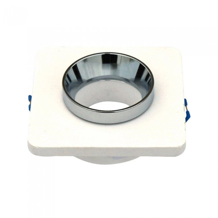 V-TAC VT-862-CHW Portafaretto LED da Incasso Quadrato GU10 e GU5.3 (MR16) Corpo in Gesso Bianco con e Metallo Cromato - SKU 3119