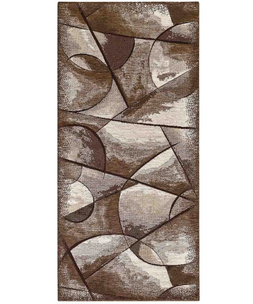 Tappeto moderno UNIVERSO MARRONE astratto quadro arte contemporanea, passatoia cucina multiuso lavabile in lavatrice e anti-scivolo cm.55x115