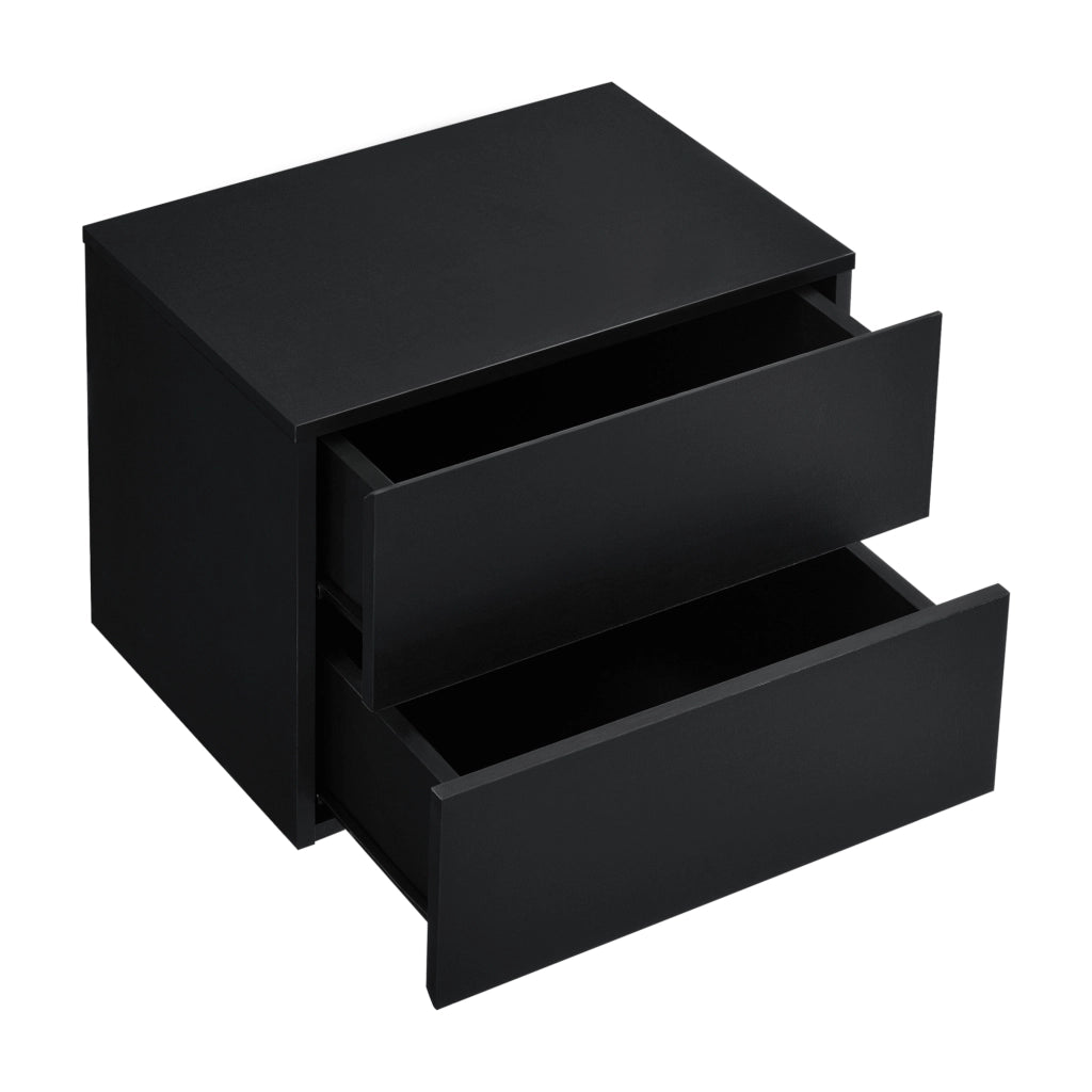 Comodino da Parete Ampfing con 2 Cassetti 40x29x30 cm Nero [en.casa]