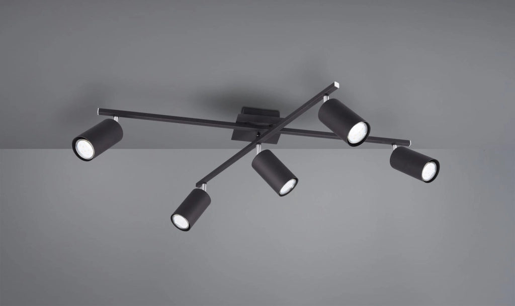 Plafoniera spot Trio Marley nera 5xGU10 dimmerabile