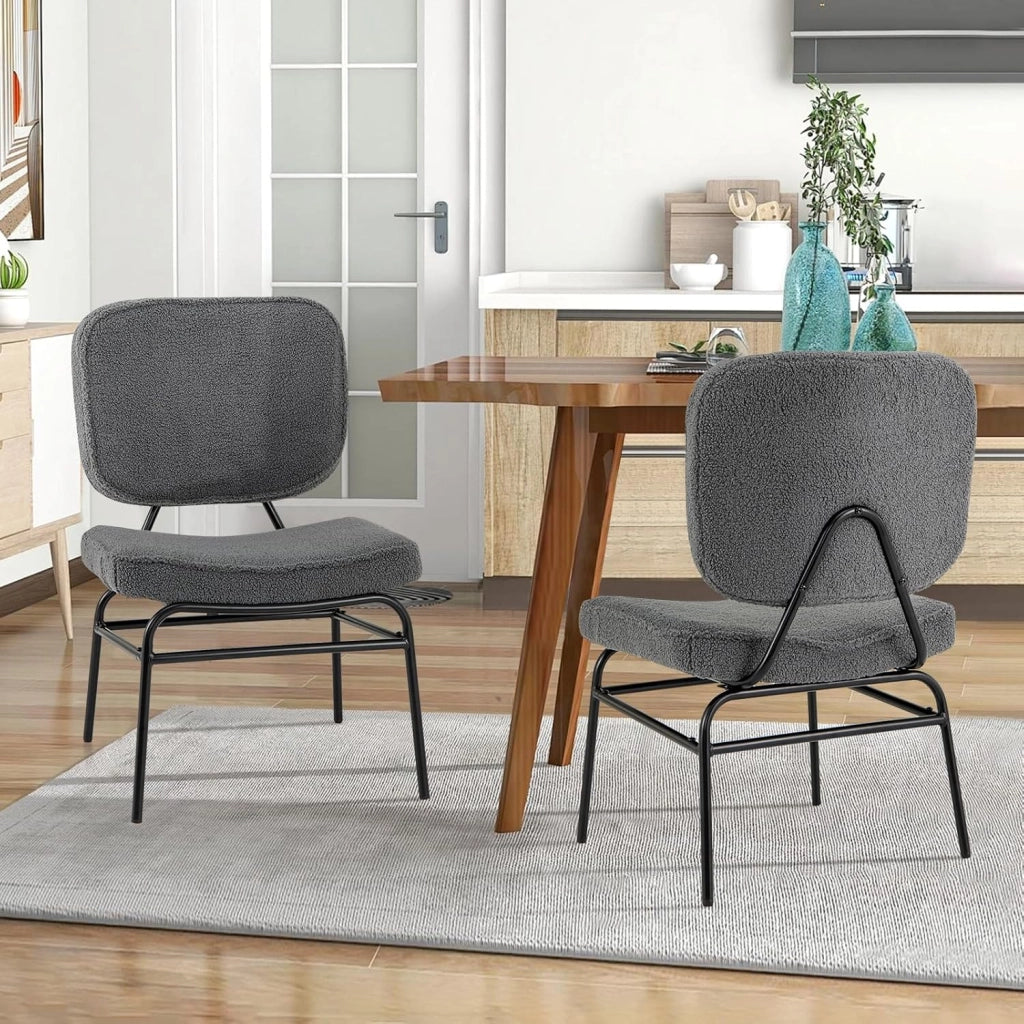 Sedia Relax Imbottita, Sedia da Lettura in Sherpa con Imbottitura in Spugna, Piedini Regolabili e Struttura in Metallo, Sedia Moderna per Soggiorno, Studio, Portata 150 kg (Grigio)