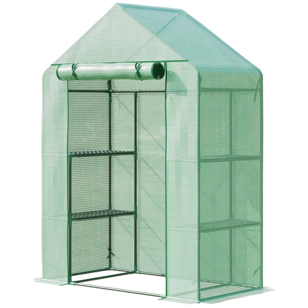 Serra da Giardino ¨C Xylo ¨C 141x72x191 cm Verde con 4 Ripiani Acciaio PE 140g/m2