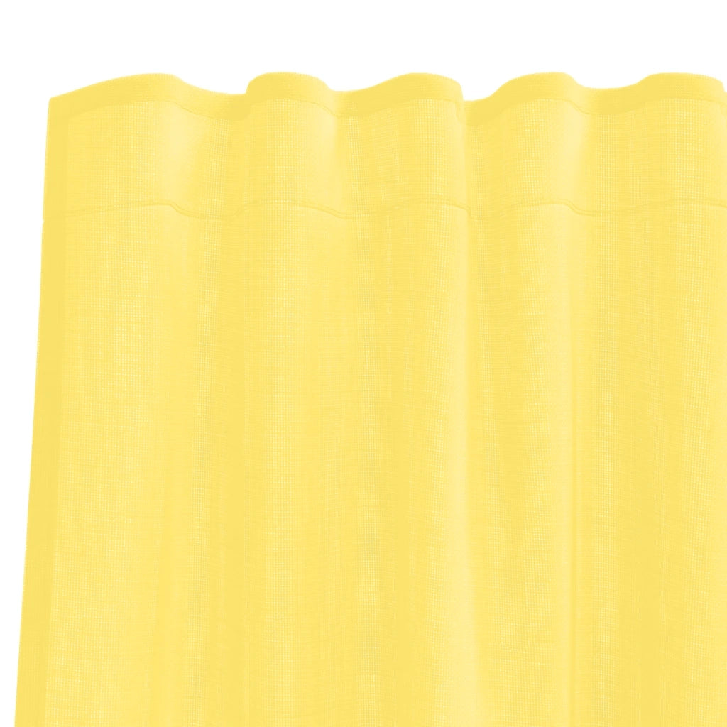 Tende in Voile con Tasche per Aste 2 pz Giallo
