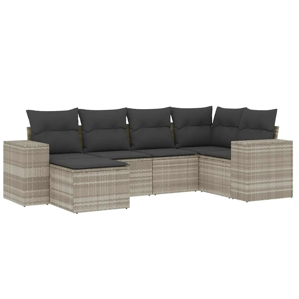 Set Divano da Giardino 6pz con Cuscini Grigio Chiaro Polyrattan 3222861