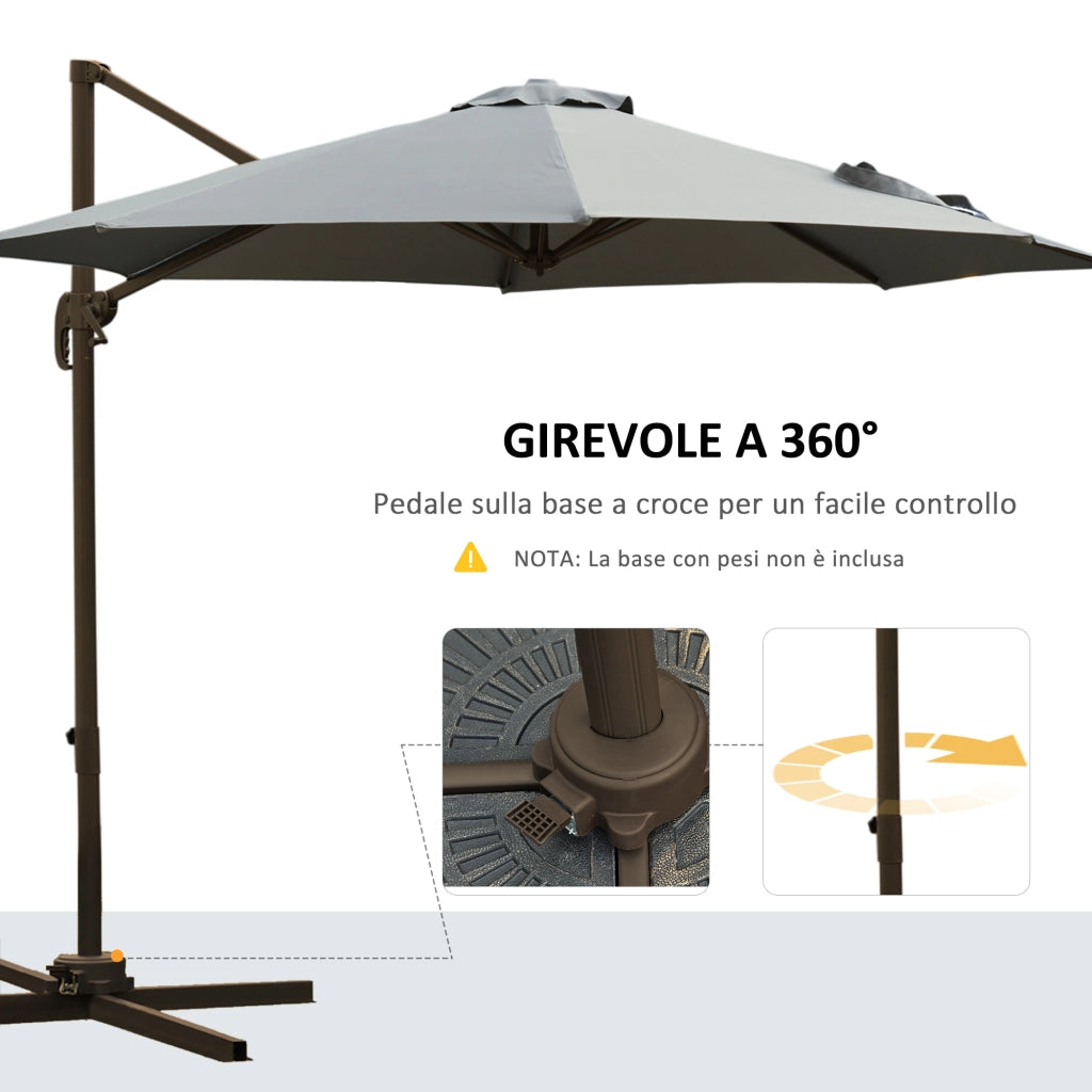 Ombrellone da Giardino ¨C Minimal ¨C Grigio, ?2.95x2.5 m