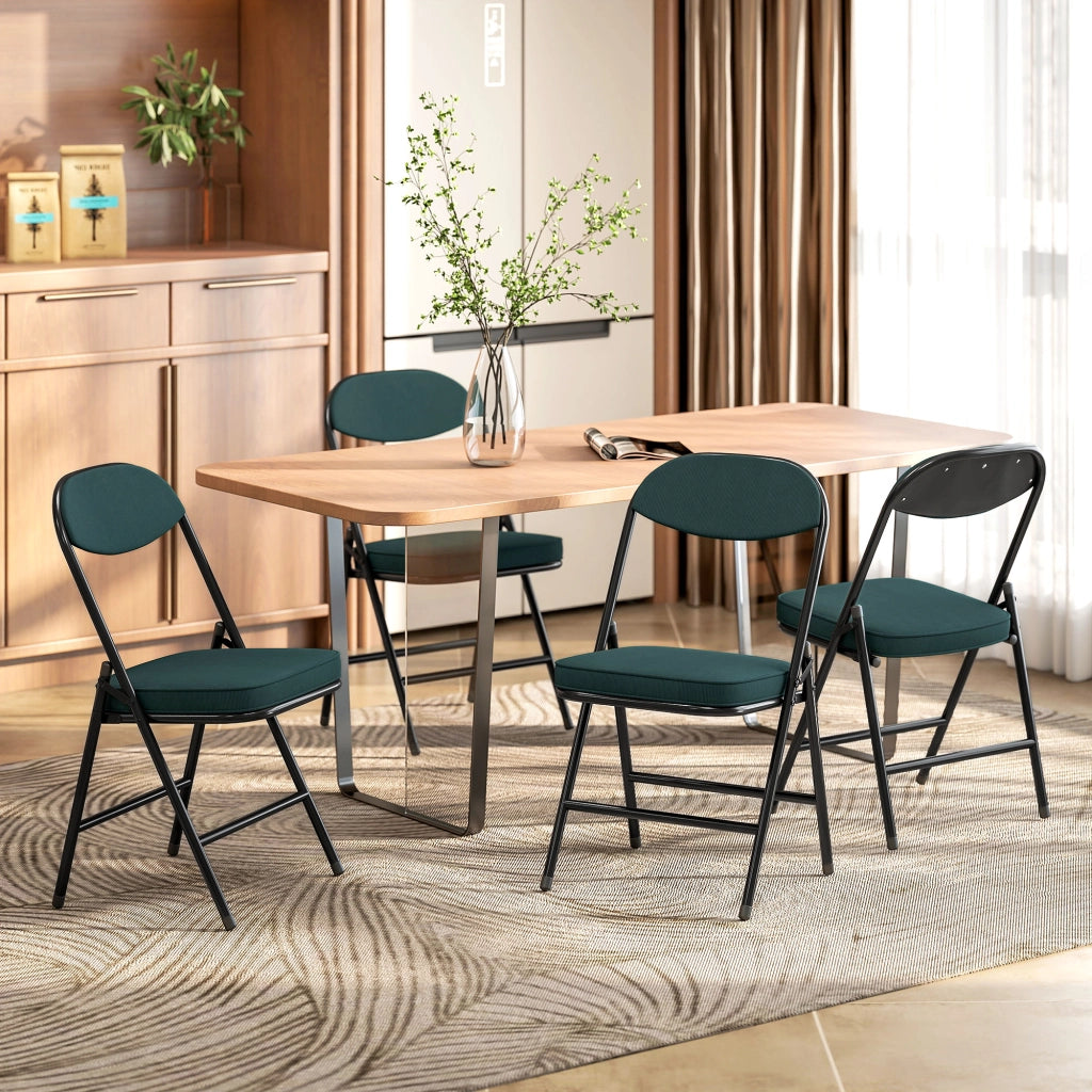 Sedia da pranzo imbottita ¨C Minimal ¨C blu, velluto, 4 pezzi