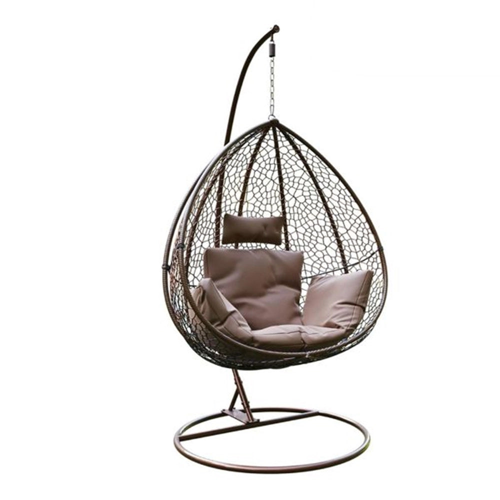 Trade Shop - Poltrona Sospesa Con Supporto Struttura Autoportante In Acciaio A Uovo Marrone 500001 -