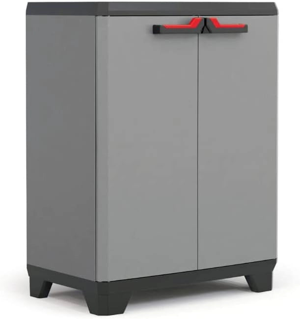 Mobile Armadio Basso in Resina Stilo Grigio e Nero 90 x 68 x 39 cm Keter