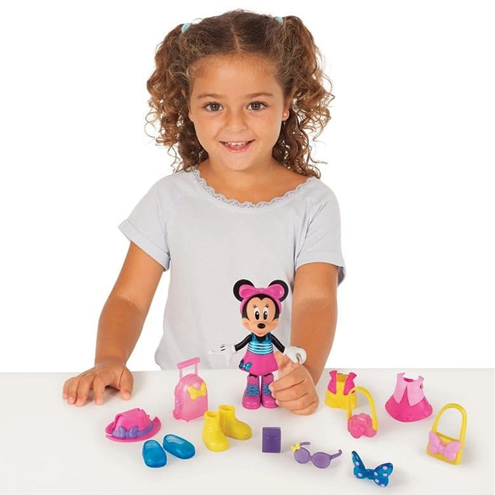 Minnie Jet Set Bambola 15 cm 12 Accessori 3 Vestiti Intercambiabili Idea Regalo