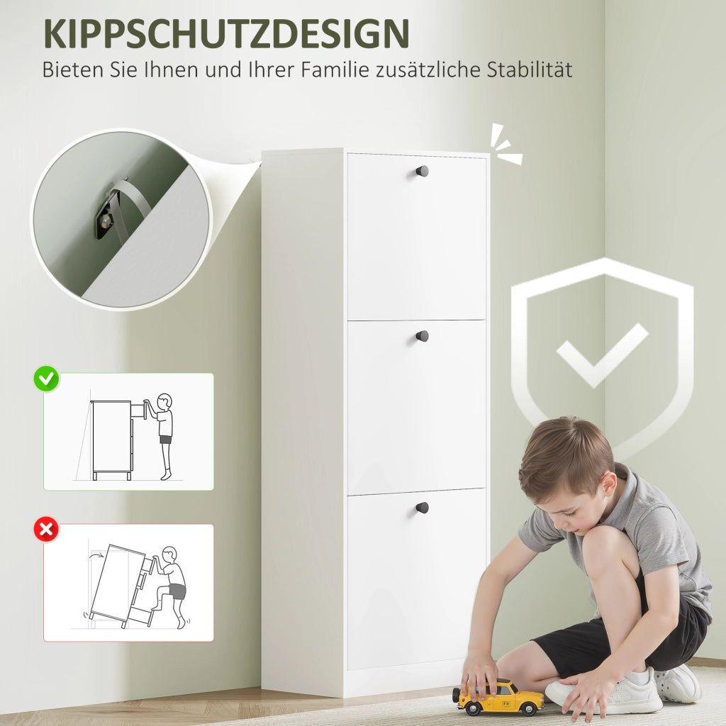 Scarpiera con 3 cassetti ¨C Xylo ¨C Bianco truciolato, 12 paia