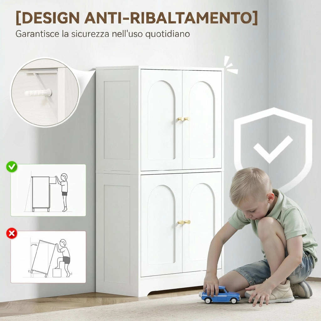 Credenza con Ante e Ripiani ¨C Minimal ¨C Bianco