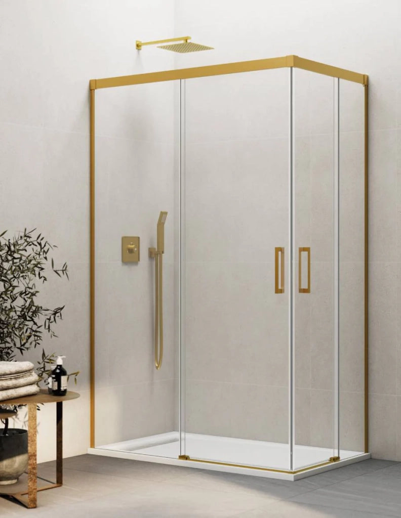 Box doccia ingresso angolare 2+2 THALASSA (BASIC) 80x70 cm Oro vetro trasparente