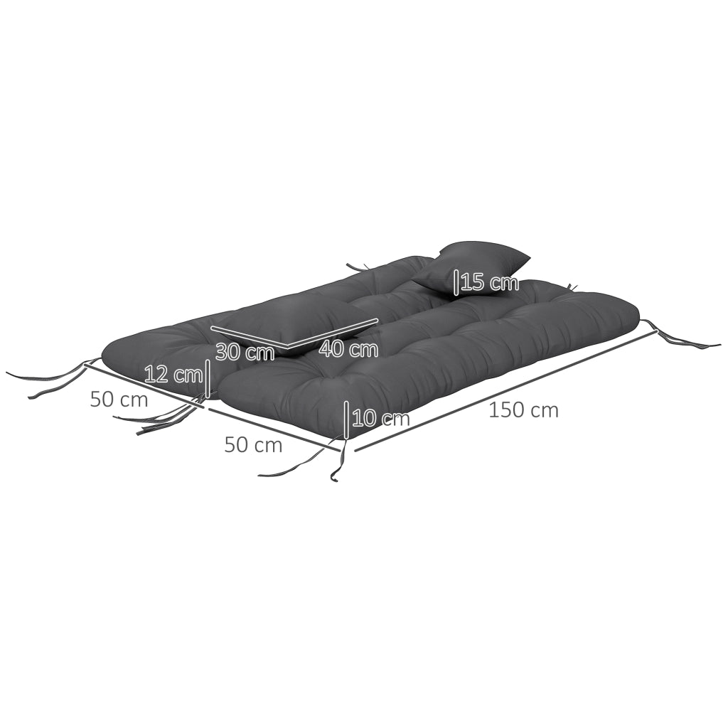 Set 4 Cuscini da Giardino con Imbottitura ¨C Minimal ¨C Poliestere Grigio Carbone