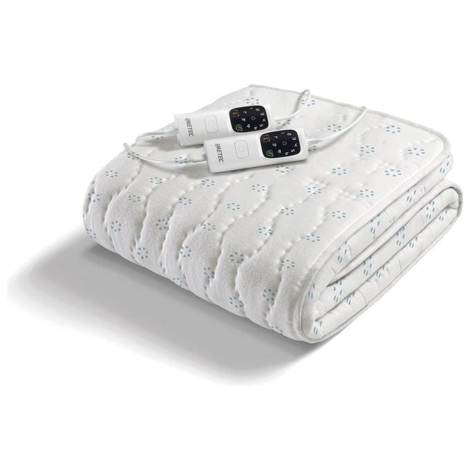 Imetec Scaldasonno Adapto matrimoniale 150x160 cm, Basso consumo, Riscaldamento rapido, Temperatura personalizzata, Cotone con trattamento antibatterico, 2 comandi separati, 6 temperature
