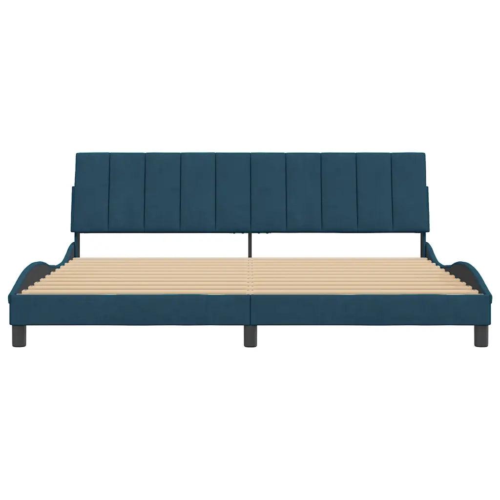 Letto matrimoniale | Letto per adulti | Giroletto senza Materasso Hanko Blu 200x200 cm in Velluto