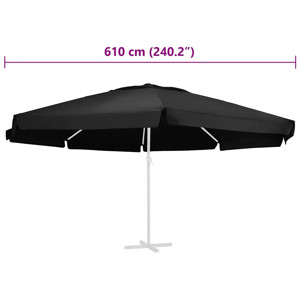 Telo di Ricambio per Ombrellone Nero 610 cm CFW3241875