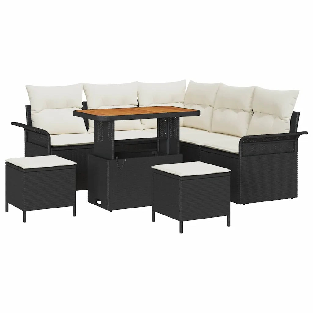 Set Divano da Giardino con cuscino 8 pcs Nero e Crema 3364085